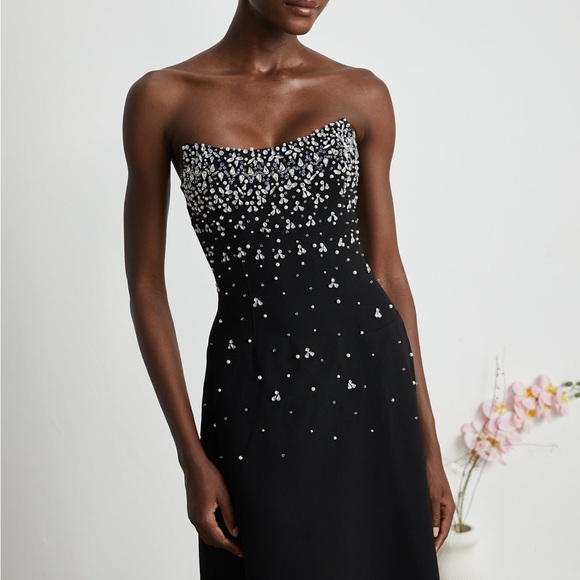 MELISANDE BLACK EMBELLISHED MIDI DRESS - S - Picture 9 of 12